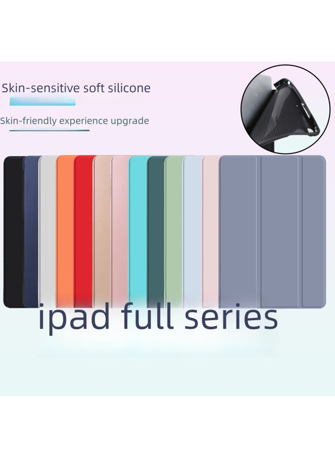 Generic - Protective Case For All Ipad Series Tablet Computers Three-fold Side Skin-tone Tpu Soft Shell Solid Color Simple Design-Color:Red-Applicable Model:ipad2/3/4 - Image 1