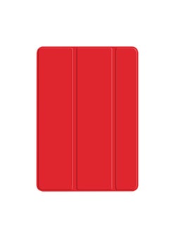 Protective Case For All Ipad Series Tablet Computers Three-fold Side Skin-tone Tpu Soft Shell Solid Color Simple Design-Color:Red-Applicable Model:ipad2/3/4