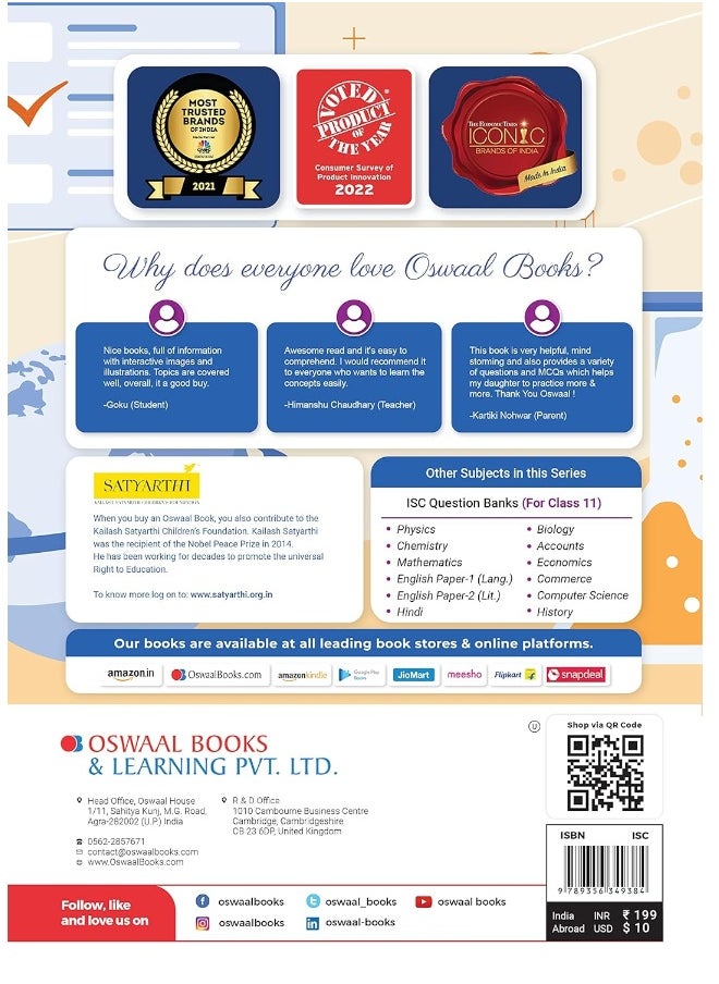 Oswaal ISC Question Bank Class 11 Business Studies Book Chapterwise & Topicwise (2024 Exam)