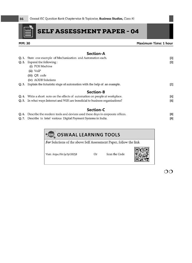 Oswaal ISC Question Bank Class 11 Business Studies Book Chapterwise & Topicwise (2024 Exam)