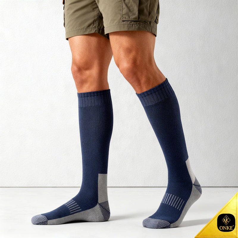 ONKE Max Full Cushion Knee High Socks for Men Steel Toe Work Boot Over the Calf OTC Moisture Wicking Thermal Hiking Hunting(NavyBlue L) - Image 2
