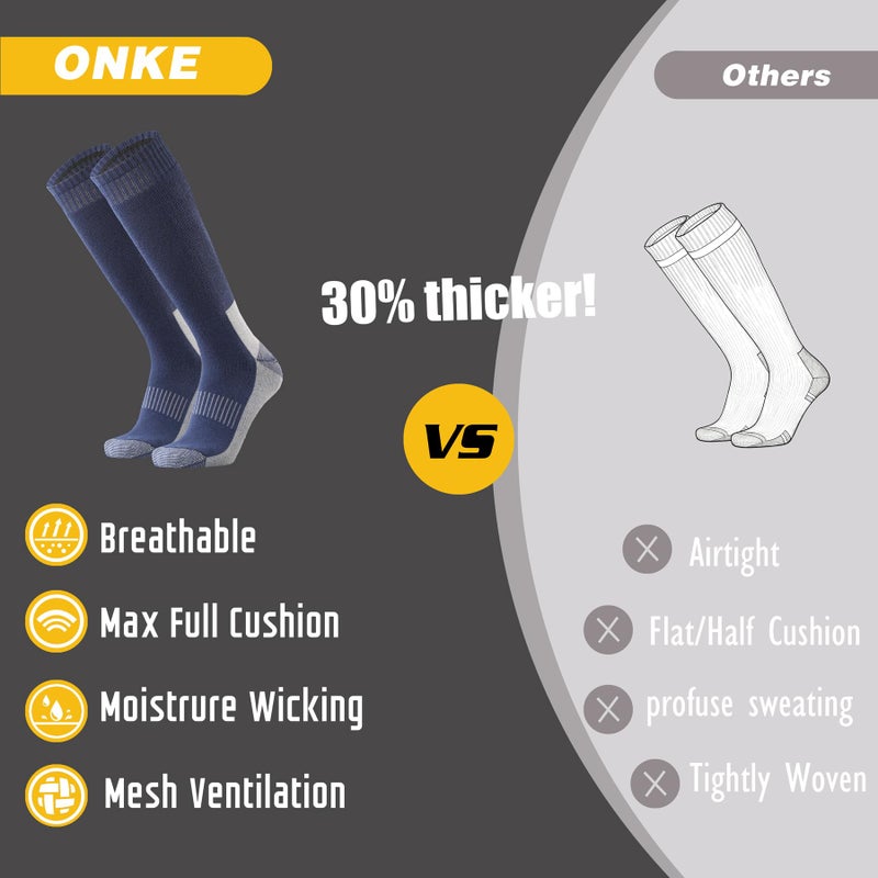 ONKE Max Full Cushion Knee High Socks for Men Steel Toe Work Boot Over the Calf OTC Moisture Wicking Thermal Hiking Hunting(NavyBlue L) - Image 4