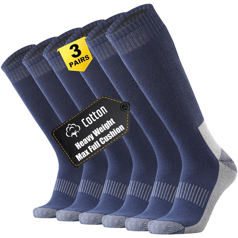 ONKE Max Full Cushion Knee High Socks for Men Steel Toe Work Boot Over the Calf OTC Moisture Wicking Thermal Hiking Hunting(NavyBlue L) - Image 1