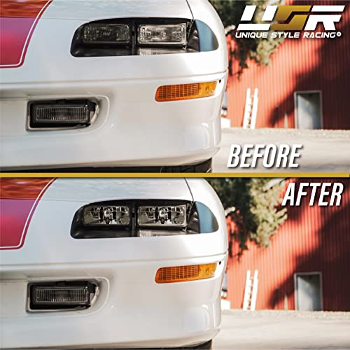 USR UNIQUE STYLE RACING USR H4351 / H4352 Sealed Beam Headlights - Low + High Beam 2" x 5" Seal Beam Conversion Head Lamps Compatible with 1993-1997 Chevrolet Camaro (Euro Crystal Style 4 Pieces, with Bulbs and Wire Adapter) - Image 3