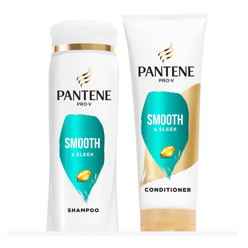 Pantene PRO-V Smooth & Sleek Shampoo + Conditioner, Dual Pack, Shampoo 12oz/Conditioner 10.4oz - Image 1