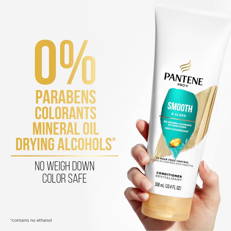 Pantene PRO-V Smooth & Sleek Shampoo + Conditioner, Dual Pack, Shampoo 12oz/Conditioner 10.4oz - Image 4