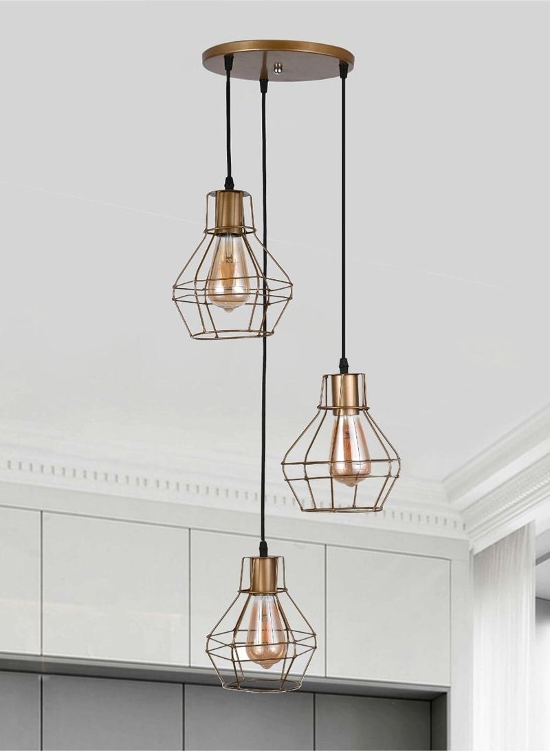 El Rawda Lighting Ritmo Ceiling Lamp | modern decorative LED E27 pendant light ceiling lamp hanging | suitable for any room | Color: Gold | Size: 70x31x70 cm - Image 1