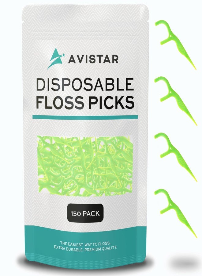 Avistar 150 Travel Floss Picks Bulk - Blue Easy Grip Disposable Floss Picks - Dental Floss Pick - Smooth Strong Dental Flossers for Teeth - Gently Removes Plaque & Food Particles Between Teeth - Image 1