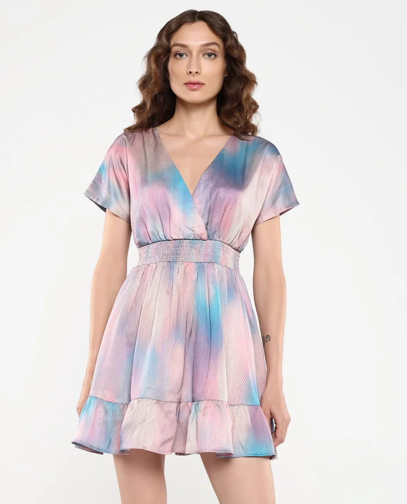Rareism Women's Abstract Printed Short Dress