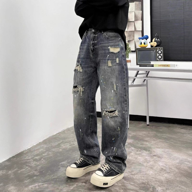 Unisex Classic Denim Jeans Loose Fit Daily Outdoor Wear - Image 1