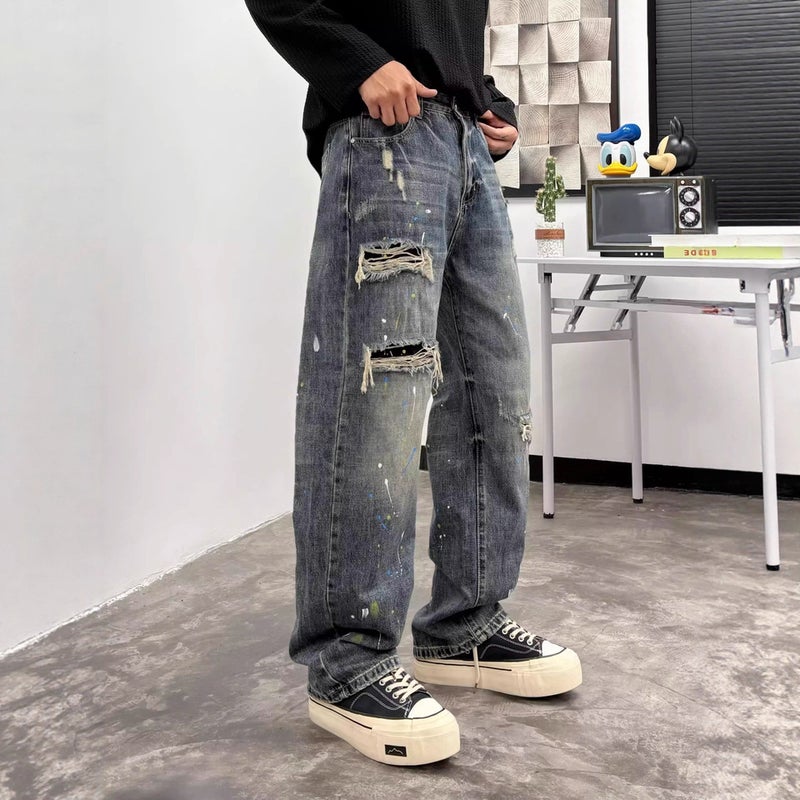 Unisex Classic Denim Jeans Loose Fit Daily Outdoor Wear - Image 3
