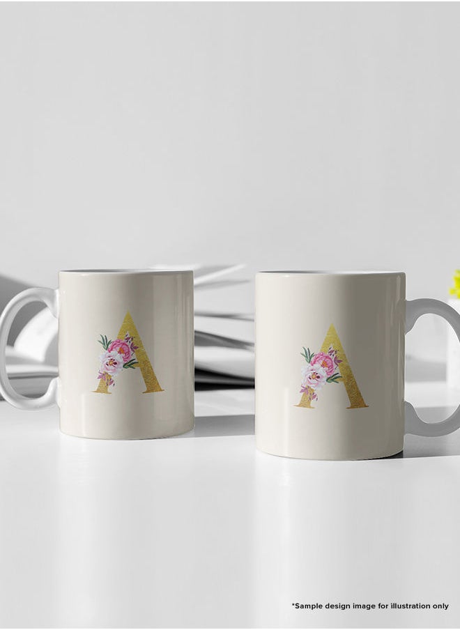 Stylizedd Stylizedd Designer Printed Coffee Mug 11oz Ceramic Personalised Gift Mugs Cup -Custom Monogram Initial Letter Floral Pattern Alphabet - A ( Albescent White )  - Image 5