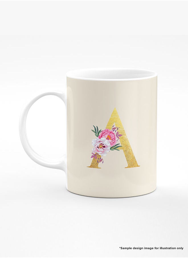 Stylizedd Stylizedd Designer Printed Coffee Mug 11oz Ceramic Personalised Gift Mugs Cup -Custom Monogram Initial Letter Floral Pattern Alphabet - A ( Albescent White )  - Image 4
