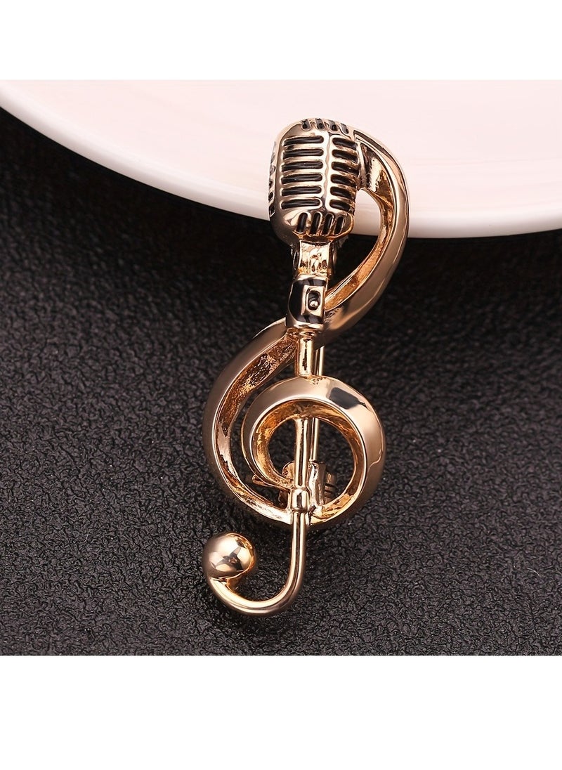 Generic Microphone Music Note Brooch Pins Retro Rock Hip Pop Jewelry for Women Men  - Image 1