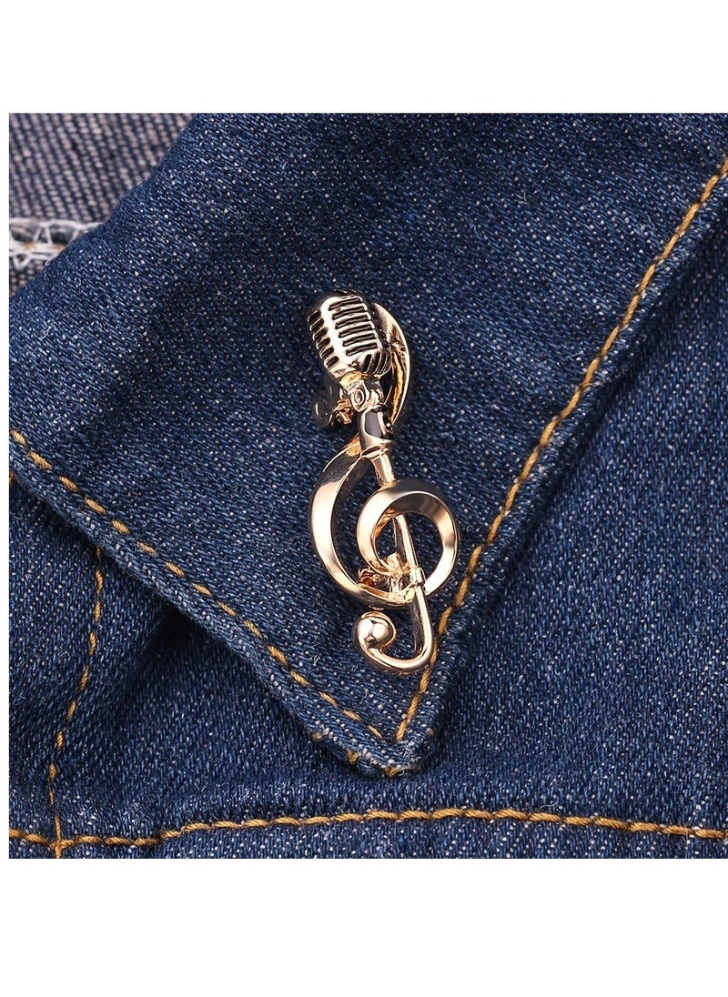 Generic Microphone Music Note Brooch Pins Retro Rock Hip Pop Jewelry for Women Men  - Image 2