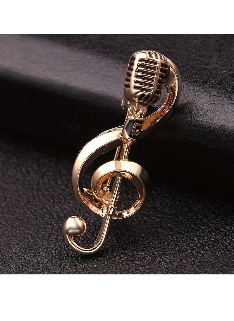 Generic Microphone Music Note Brooch Pins Retro Rock Hip Pop Jewelry for Women Men  - Image 3