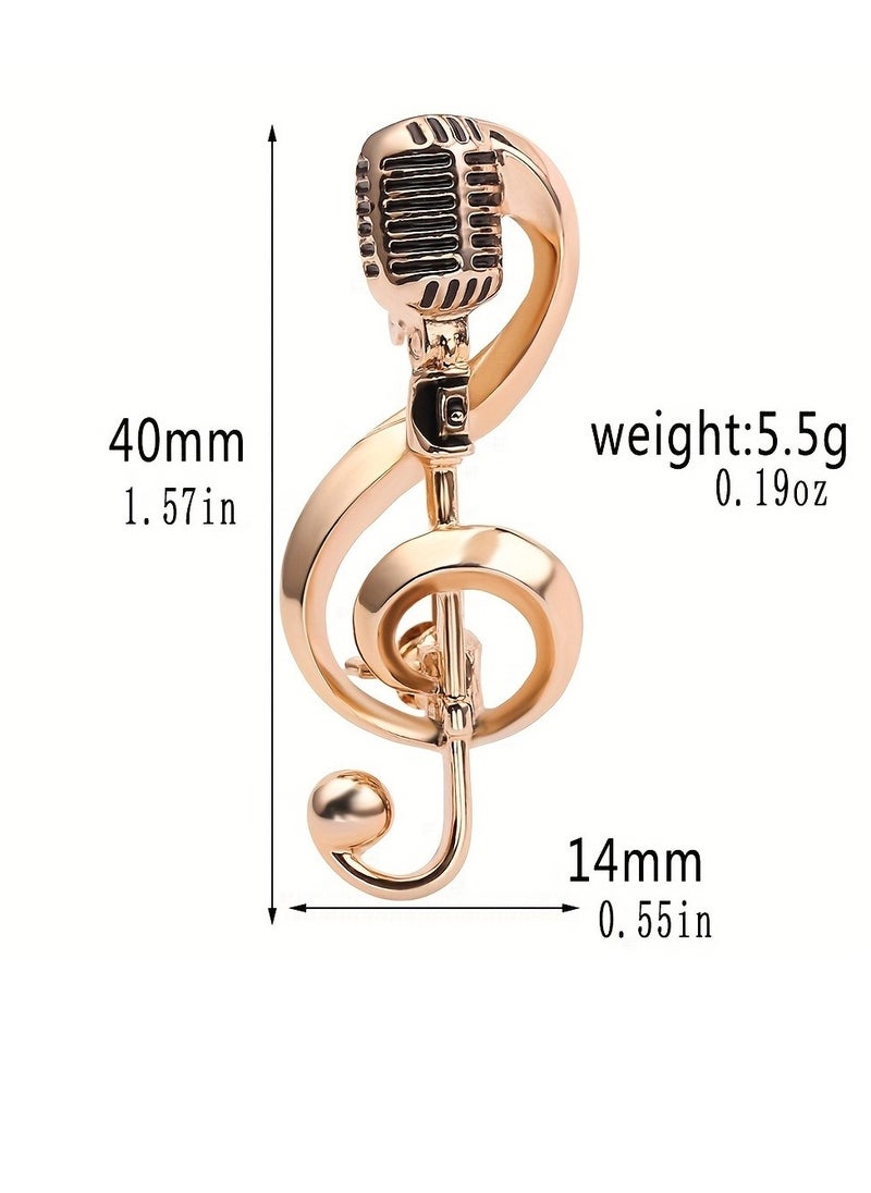 Generic Microphone Music Note Brooch Pins Retro Rock Hip Pop Jewelry for Women Men  - Image 4