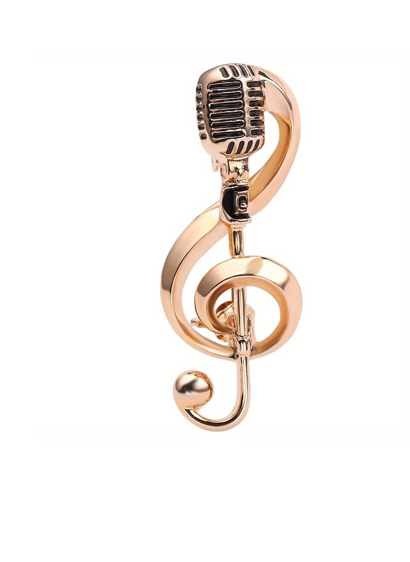 Generic Microphone Music Note Brooch Pins Retro Rock Hip Pop Jewelry for Women Men  - Image 5