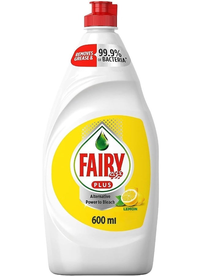 Fairy Max Plus Lemon Dishwashing Liquid with Bleach Alternative Power, 600ml - Image 1