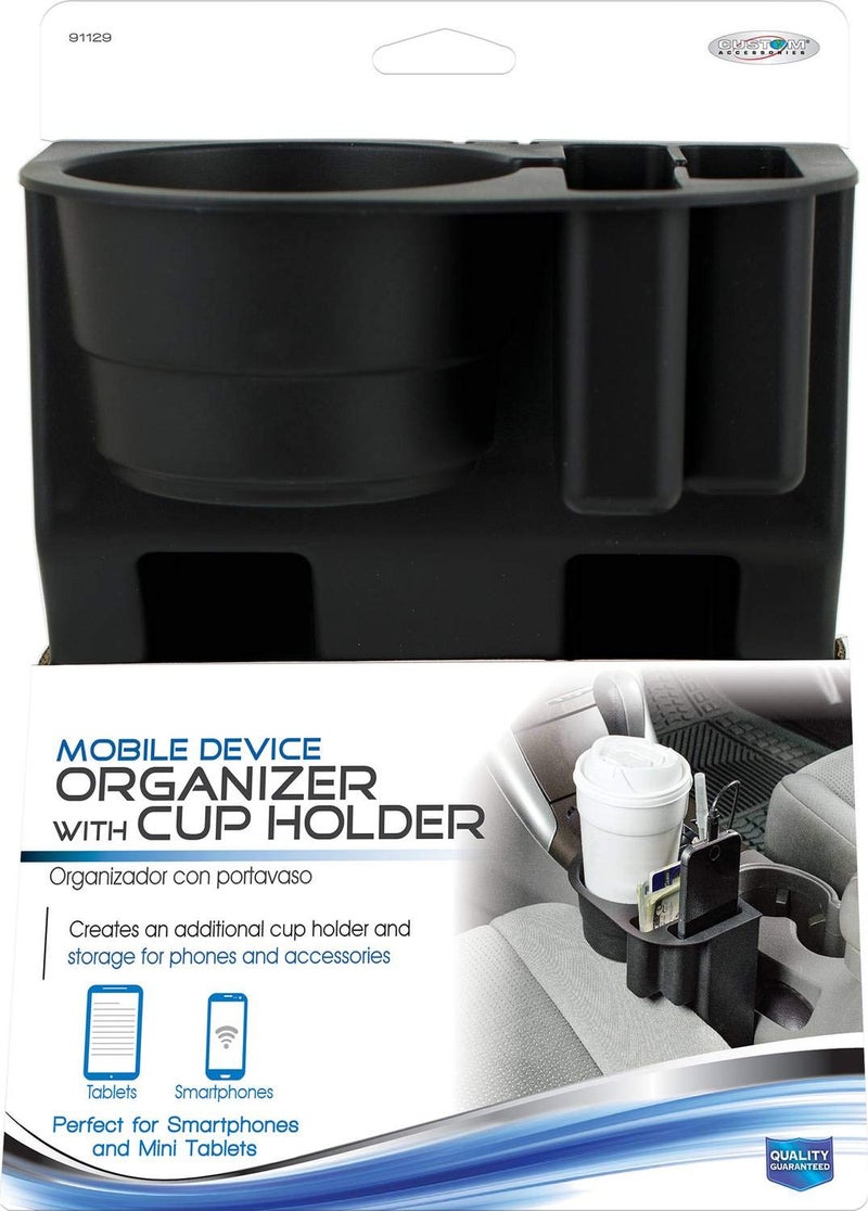 Custom Accessories 91129 Black Mobile Device Organizer with Cup Holder - Image 4