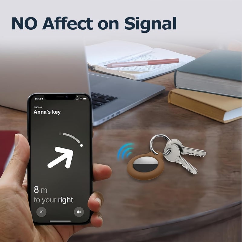 حافظة لـ AirTag الجيل الثاني (2026) والجيل الأول، حامل مقاوم للصدمات وغطاء واقٍ مقاوم للخدش لـ Air Tags، حلقات مفاتيح وسلاسل مفاتيح للرجال والنساء للمفاتيح والأمتعة والحقائب، بني - Image 3