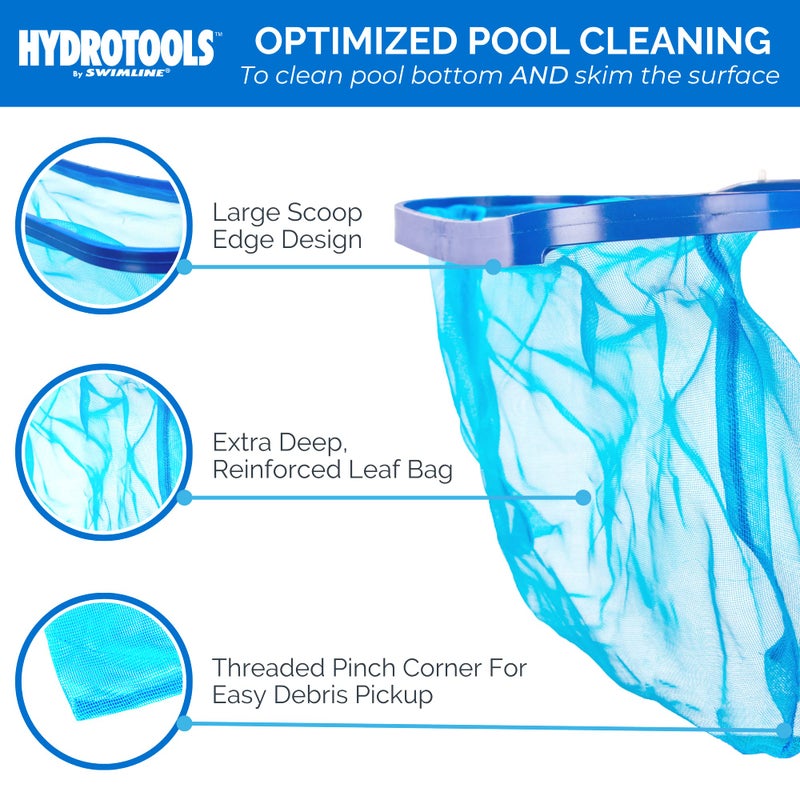 Swimline HYDROTOOLS By SWIMLINE 8015 Leaf Net For Inground Above Ground Pool Pond | Extra Large Skimmer Net Cleaning Tool Ultra Fine Deep Mesh Bag | Durable Introductory Plastic Frame | For Debris Bugs Pickup - Image 2
