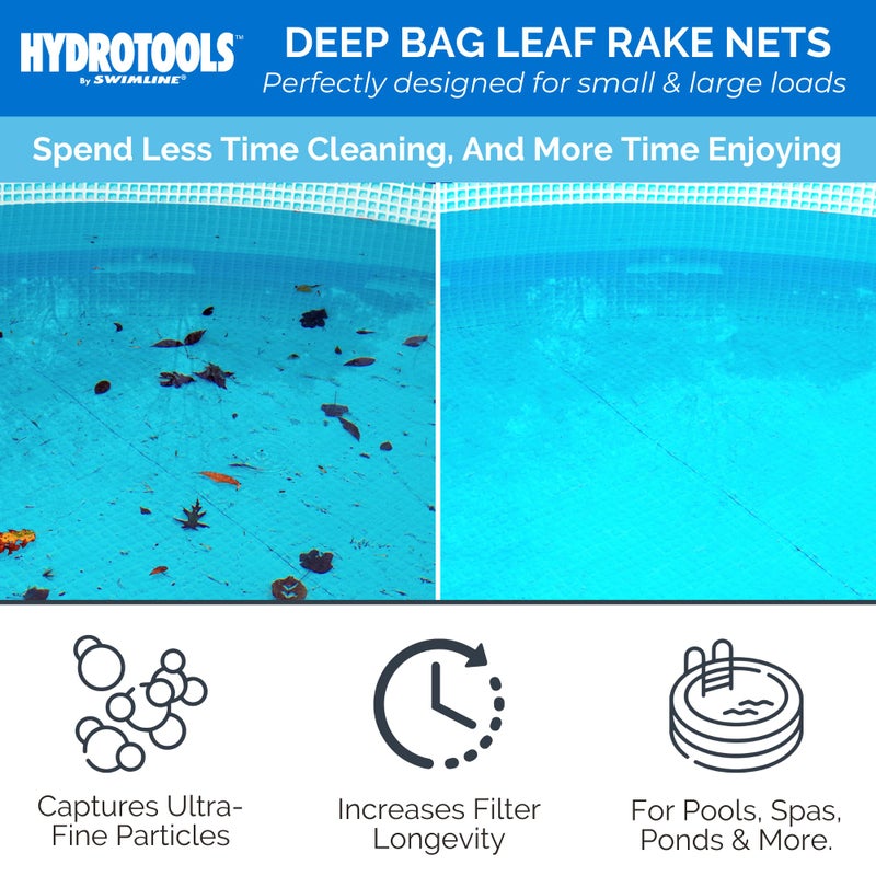Swimline HYDROTOOLS By SWIMLINE 8015 Leaf Net For Inground Above Ground Pool Pond | Extra Large Skimmer Net Cleaning Tool Ultra Fine Deep Mesh Bag | Durable Introductory Plastic Frame | For Debris Bugs Pickup - Image 3