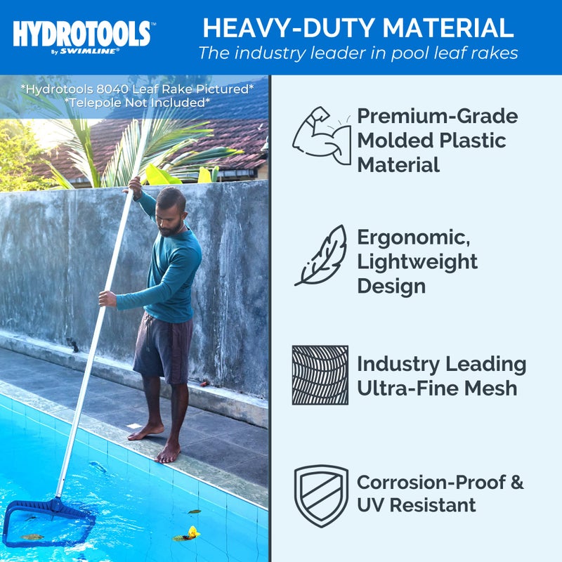 Swimline HYDROTOOLS By SWIMLINE 8015 Leaf Net For Inground Above Ground Pool Pond | Extra Large Skimmer Net Cleaning Tool Ultra Fine Deep Mesh Bag | Durable Introductory Plastic Frame | For Debris Bugs Pickup - Image 5