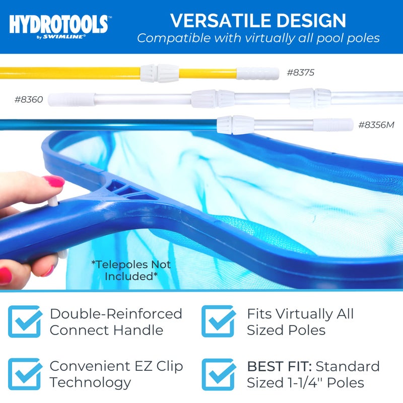 Swimline HYDROTOOLS By SWIMLINE 8015 Leaf Net For Inground Above Ground Pool Pond | Extra Large Skimmer Net Cleaning Tool Ultra Fine Deep Mesh Bag | Durable Introductory Plastic Frame | For Debris Bugs Pickup - Image 4