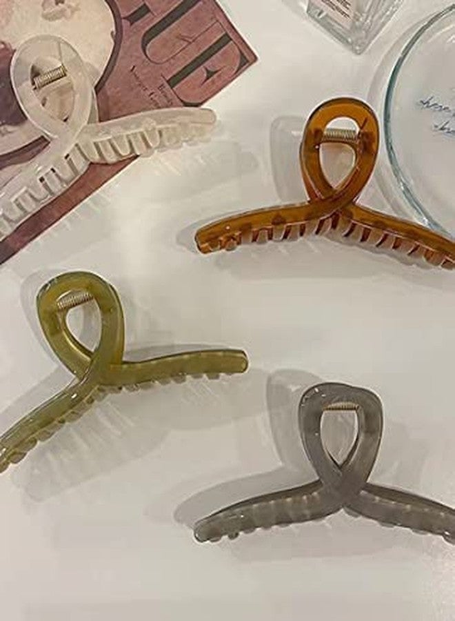 EPARTY-4 pcs ashion Hair Claws hair Clips for Girls women Transparent Hair Claws Oversize Ponytail Claw Clip Crab Hair Accessories Headwear - Image 2