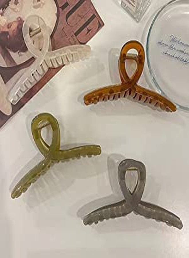 EPARTY-4 pcs ashion Hair Claws hair Clips for Girls women Transparent Hair Claws Oversize Ponytail Claw Clip Crab Hair Accessories Headwear - Image 1