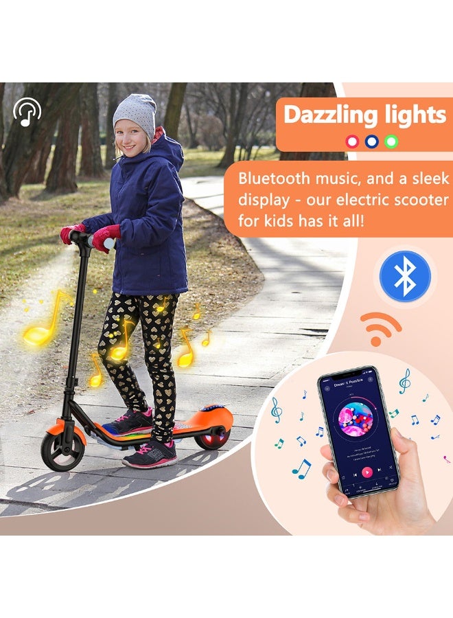 Crony سكوتر كهربائي للأطفال ZL-E7 مع مصابيح LED وبلوتوث ومقاوم للانزلاق بإطار من سبائك الألمنيوم وزن 7 كجم وحمولة 60 كجم قابل للطي - برتقالي - Image 3