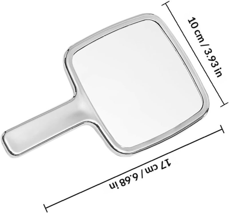 Handheld Mirror for Women Portable Small Makeup Mirror with Handle Silver Frame Cosmetic for Travel and Desk Use - Image 2