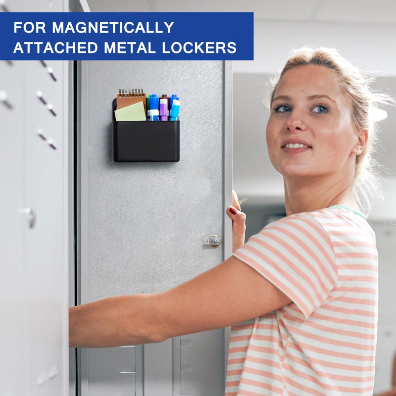 Simetufy Magnetic Dry Erase Marker Holder, Whiteboard Marker Holder, Magnetic Pen Holder, Magnetic Marker Holder for Fridge, Whiteboard, Locker, Magnetic Cup for Dry Erase Board, 2 Pack, Black - Image 5