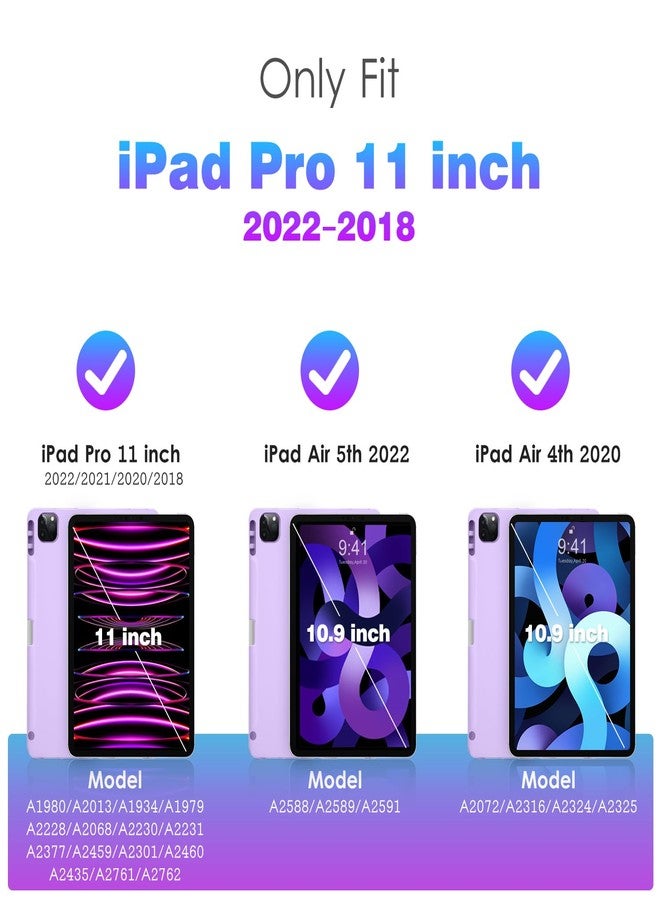 دتو جراب DTTO لجهاز iPad Pro مقاس 11 بوصة من الجيل الرابع/الثالث/الثاني/الأول (2022/2021/2020/2018)، غطاء خلفي أنيق ثلاثي الطي مصنوع من مادة TPU الناعمة مع حامل قلم مدمج، يناسب أيضًا iPad Air 5/4، لون رخامي بنفسجي - Image 2