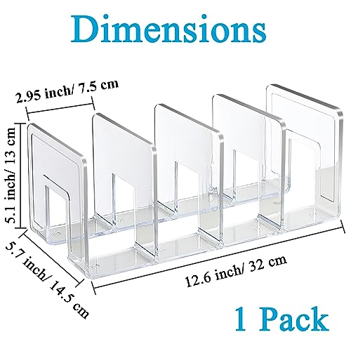 SAYEEC Acrylic File Sorter Clear File Holder Acrylic Desk Organizer Sturdy Desktop Files Organizer Files Folder Holder Rack for Envelopes Mail Letter Paper Notebook Electronics 4 Sections 1 Pack - Image 3