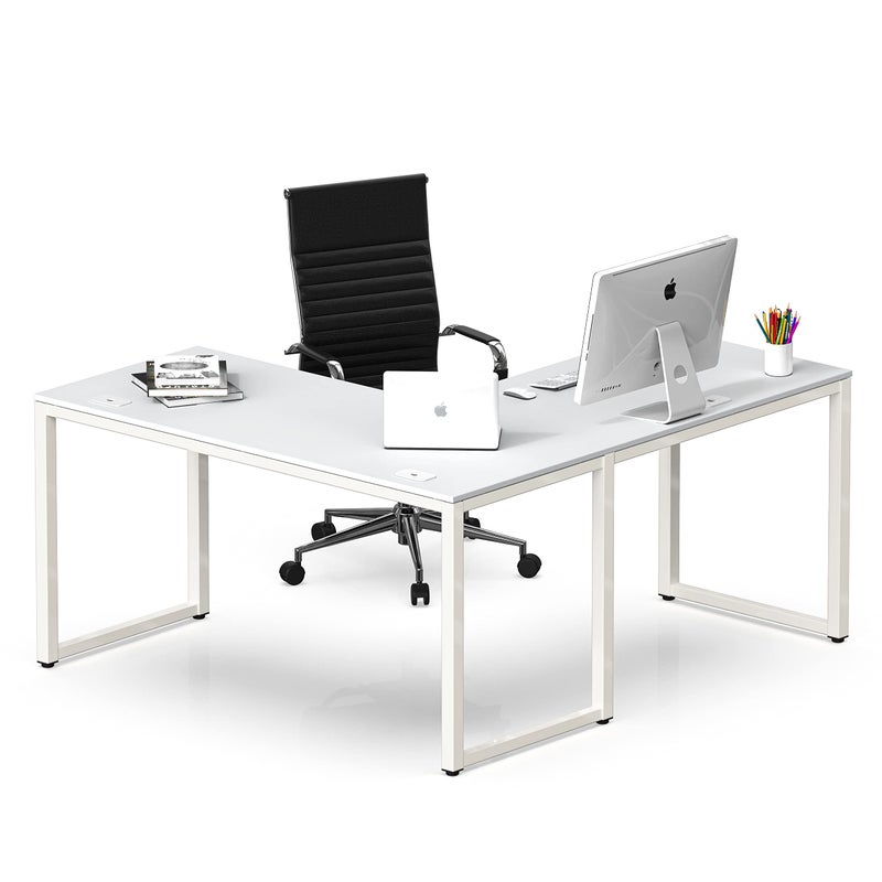 SHW 55 x 60 Inches CommercialGrade LShape Corner Office Computer Desk White