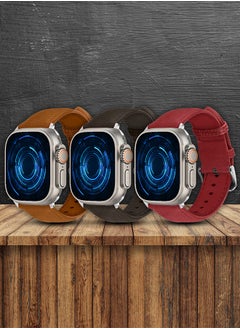 CATANES 3 Pack For Apple Watch Band 49mm/45mm/44mm Leather Band Buckle Strap Wristband Compatible with Apple watch series Ultra2/Ultra/8/7/SE/5/4/3/2/1  - Image 2