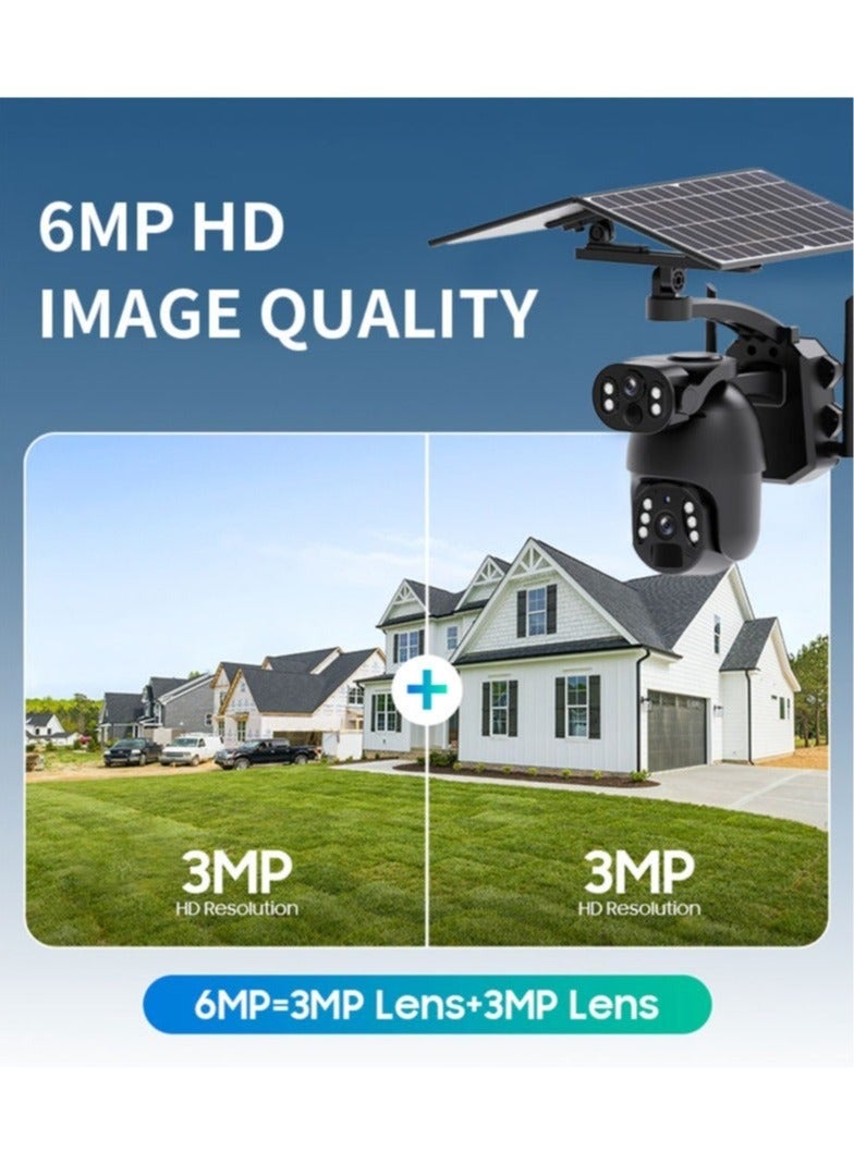 Generic 4G LTE Solar Camera - 6MP Dual Lens Outdoor Camera, 360° Viewing Angle, 6W+6W Wireless Camera, Two-Way Audio, PIR Human Detection, IP65 Waterproof, Cloud Storage (With 128GB Card)  - Image 3