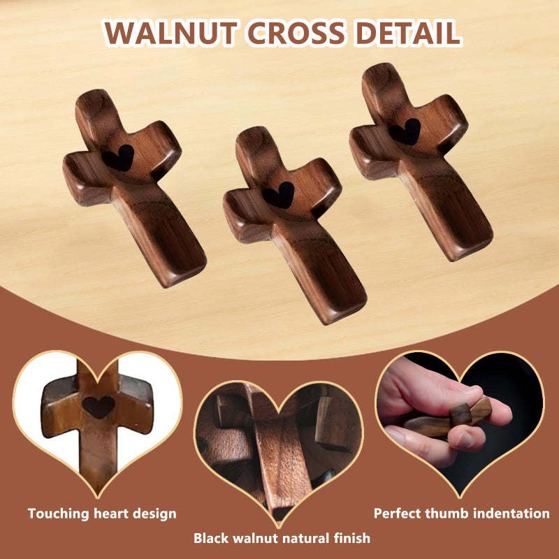 JIUKONG 10-Pack Wooden Cross Fidget, Handmade Pocket Wood Crosses, Cross My Heart | Encouragement Gift, Relieve Anxiety for Yourself, Inspirational Easter Gift for Christian Faith, Prayer, Easter Day Gifts - Image 5