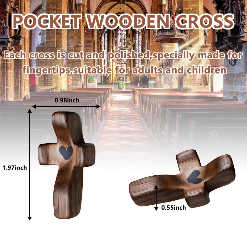 JIUKONG 10-Pack Wooden Cross Fidget, Handmade Pocket Wood Crosses, Cross My Heart | Encouragement Gift, Relieve Anxiety for Yourself, Inspirational Easter Gift for Christian Faith, Prayer, Easter Day Gifts - Image 2