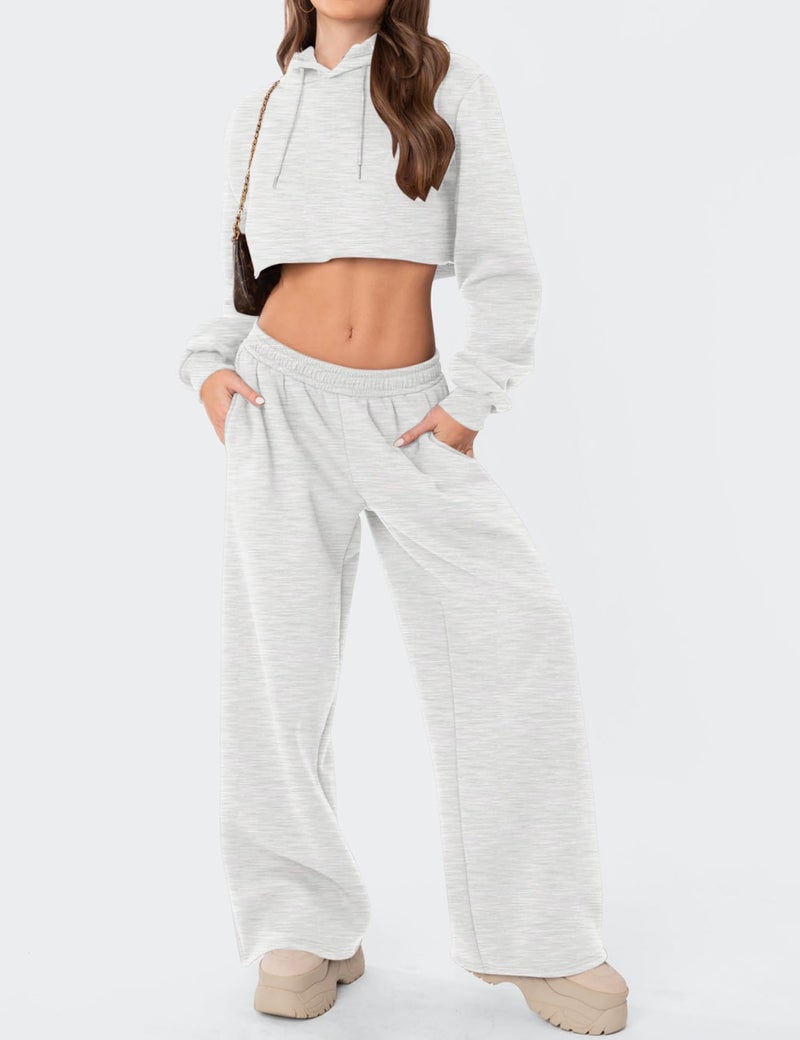 LOMON Wide Leg Sweatpants Women Fleece Sweat Pants Fall Spring Clothes 2026 Teen Girl Baggy Jogger Sweatpant with Pockets (Light Grey, XL) - Image 4