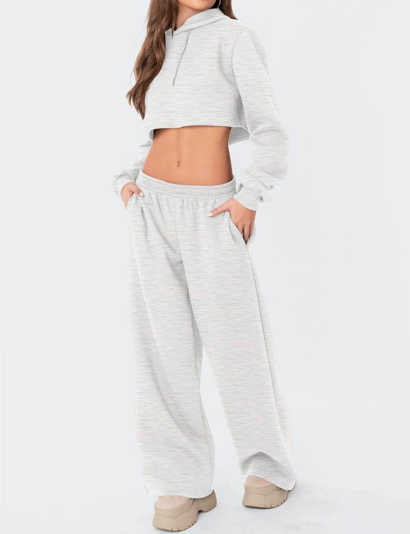 LOMON Wide Leg Sweatpants Women Fleece Sweat Pants Fall Spring Clothes 2026 Teen Girl Baggy Jogger Sweatpant with Pockets (Light Grey, XL) - Image 5