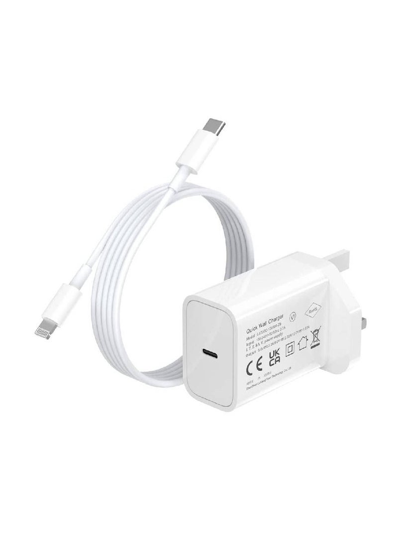 20W USB C محول الطاقة شاحن سريع مع كابل متوافق مع IPhone - Image 1
