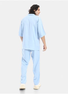 Red Circle Linen Turn Down Collar Shirt and Pants Set  - Image 3