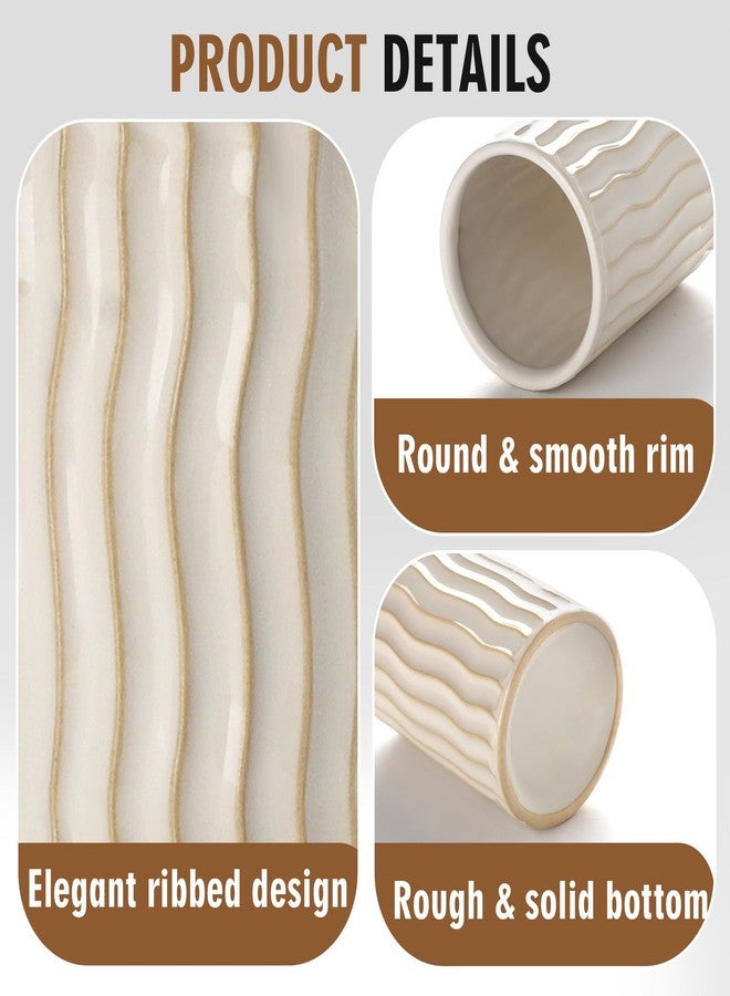 Viosuniu Ceramic Toothbrush Holder for Bathroom, White Tooth Brushing Holders, Bathroom Counter Organizer, Toothbrush Mouthwash Cup for Family - Image 4
