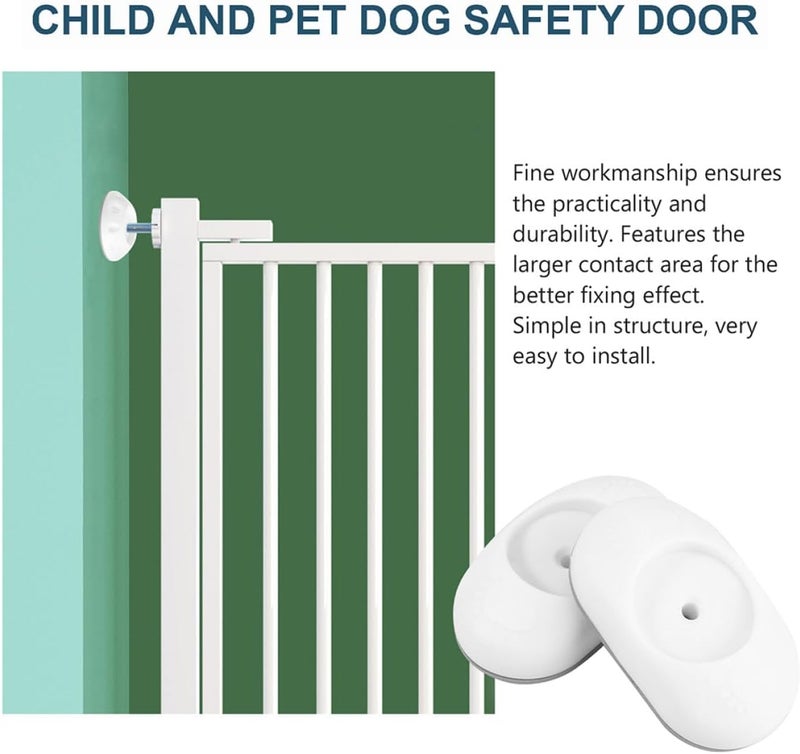 GALPADA Safety Gate Wall Protector Set for Babies and 4pcs White Anti-Skid Gate Protective Mats with Wall Cups for Pressure Mounted Door and Stair - Image 3