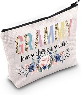 LEVLO Floral Grammy Cosmetic Make Up Bag Nanny Gift Idea Grammy Love Cherish Care Makeup Zipper Pouch Bag For Grandma - Image 1