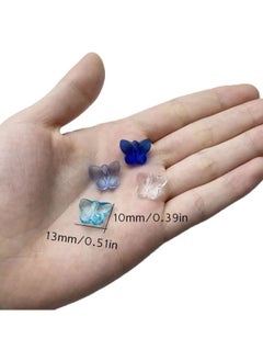 Generic LIMAOLLY 150 Pieces Butterfly Acrylic Beads Transparent Spacers for Jewelry Making DIY Bracelet Necklaces Handmade Gift (10x13mm, Blue Mixed)  - Image 2