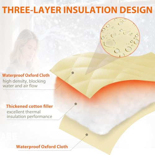 Axcoix 3 Layer 39" x 62" Thermal Insulated Window Cover,Oxford Windows Blanket Curtains Winterizing Kit Window Insulation for Winter Keeping Warm - Image 3